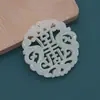 Acessório de pingente oco imitação de jade Xiu em resina, componente de fecho para colar DIY feito à mão, acessório de colar Hanfu estilo antigo