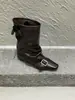 Primer Encuentro Temporada Negra Estilo Retro Británico 2026 Botines Cortos Adelgazantes que Aumentan la Altura para Mujer Botas de Moda Otoño e Invierno