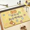 Tapete de entrada de animal de desenho animado fofo em falso cashmere, tapete de corredor de entrada, tapete de chão para quarto de casa, banheiro atacado