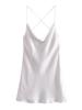 Amazon Nuevo para Mujer Estilo Europeo y Americano Color Sólido Sin Espalda Textura Satín Ropa Interior Tirantes Cuello Oscilante Vestido Sexy