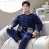 Pijama acolchado hombre invierno forro polar coral tres capas extra grueso con forro polar traje cálido invierno ropa de casa invierno RR