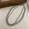 Collar de perlas moradas de doble capa, sencillo y moderno, para mujer, diseño de nicho de lujo ligero, cadena de clavícula avanzada, cadena de suéter retro