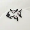 Murciélago Negro Halloween Corazón Fresco Corazón de Durazno Alas Pequeño Diablo Colgante Pendientes Hechos a Mano DIY Pendientes Pendiente de Collar