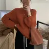 Suéter de Punto de Manga de Linterna de Estilo Coreano Holgado Talla Grande para Mujer Primavera, Otoño e Invierno Nuevo Suéter de Punto Holgado con Top Interior para Mujer