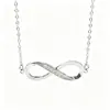Collar con Colgante de Plata de Ley S925 Símbolo del Infinito Figura de Ocho para Mujer, Venta Caliente Transfronteriza, Diseño de Nicho, Cadena para Clavícula Simple y de Moda