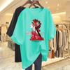 Verano Blanco Nuevo Moda Nacional Camiseta de Manga Corta a Gran Escala para Mujer Holgada de Media Manga Algodón Puro Combinable Ropa Exterior Top de Largo Medio