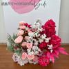 Orden de boda banquete de bodas flor artificial rosa roja floral decoración de boda tarjeta de bienvenida tablero KT flor falsa de boda flor de seda flor decorativa