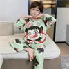 Pijamas Infantis, Primavera e Outono para Meninos, Manga Comprida para Meninas, Tamanhos Médios e Grandes, Desenho Animado Infantil, Roupas de Casa para Meninos, Conjuntos Finos de Outono e Inverno