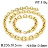 Pulseira Corrente de Aço Inoxidável Elegante e Versátil com Cantos Afiados Corrente de Elos O com Borda Cortada Fecho Lagosta Conjunto de Colares para Homens e Mulheres