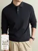 Estilo Old Money Punto Otoño/Invierno Capa Base para Hombre Color Sólido Ropa Interior Camisa POLO Camiseta Casual con Cuello para Hombre Ropa para Hombre