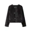 Comercio Exterior Transfronterizo Chaqueta de Doble Cara para Mujer Otoño e Invierno Nuevo Estilo Europeo y Americano Hebilla de Nudo de Cuerda