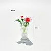 Buquê de Rosa Esmaltada Zibo Mini Arranjo de Flores Artificiais de Vidro Decoração de Mesa Artesanato Presente de Dia dos Namorados