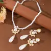 Novos Brincos de Pérola em Gota e Conjunto de Colar Kayi Estilo Francês Retrô Elegante Acessórios Versáteis de Luxo Acessível Palácio Celebridade