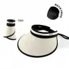 Chapéu de sol de verão, chapéu de borracha preto estilo ins, chapéu de palha feminino com copa aberta da moda versão coreana, chapéu de sol fashion