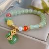 Pulsera de cristal de aventurina verde imitación vintage para mujer, bolsa de la suerte, calabaza, estilo nacional, pulsera de cuentas, pulsera para amigas, venta al por mayor