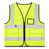 Colete refletor de obra, colete de segurança protetor com múltiplos bolsos para trabalho em jardim, saneamento e construção