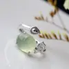 Joias de prata Nafoge atacado anel de prata esterlina cravejado com pedra de uva natural moda feminina anel aberto de prata esterlina 925