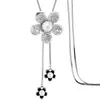 Cadena de Suéter de Moda Estilo Coreano Nueva para Otoño e Invierno Personalizada con Colgante de Flor y Perla y Collar con Borla para Mujer, Accesorio de Ropa Largo Versátil