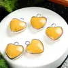Piedra Natural Amatista Lapislázuli Lapislázuli 15 mm Colgante Borde de Amor Collar de Bricolaje Pendientes Accesorios de Joyería en Forma de Corazón
