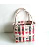 Bolsa de Cesta Pequeña Tejida Color Viento Bolsa Cuadrada Cesta Portátil para Verduras Bolso de Hombro Combinación para Picnic y Fotos Bolso de Playa