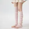 Polainas de punto para mujer, calcetines cálidos de otoño e invierno hasta la rodilla, polainas de lana de color liso, estilo japonés versátil
