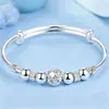 Explosiones de TikTok Plata de Ley 999 Pulsera de Amor Flor de Cerezo Cuentas de Transferencia Flor de Durazno Pulsera de Moda Ajustable Push-Pull Joyería