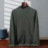 Suéter 100% caxemira pura para homens, gola semi-alta dupla camada, novo suéter de malha quente outono e inverno 2026, camiseta de base