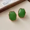 Pendientes de Botón Ovalados de Resina Transfronterizos Europeos y Americanos Pendientes Maillard de Otoño e Invierno Pendientes Simples de Moda Versátiles para Mujer Sensación de Alta Gama