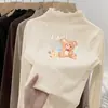 Camiseta térmica de forro polar para niña, cuello semi-alto, Otoño Invierno, Ropa interior cálida para niños, Top elegante para niña con cuello con volantes