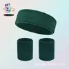 Set Deportivo de Algodón Poliéster Transpirable Absorbente de Sudor Protectoras Pre-hechas Personalizadas Muñequeras Diademas Correas para Fútbol y Baloncesto