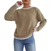 Suéter para Mujer de Comercio Exterior Cuello Redondo Otoño e Invierno 2025 Nuevo Empalme de Color Contrastante Suéter Casual Holgado Top para Mujer