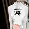 Camiseta Infantil Outono/Inverno Gola Meia-Alta Autoaquecimento Quente Top para Menina Acabamento com Babado de Veludo Camada Base