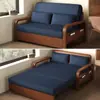 Sofá-cama de dupla finalidade para cochilo, sofá-cama estilo chinês vintage, cama dobrável de couro encerado a óleo, multifuncional e dobrável