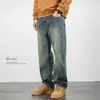 Outono Novas Calças Retro Masculinas Retas Soltas com forro de lã Jeans Engrossado Marca da Moda Masculina plus size Casual Elástico