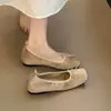 Zapatos Planos Chuyuji de Punta Cuadrada Retro de Gamuza que Aumentan la Altura, Nuevos para Otoño Versátiles para el Trabajo Bailarinas con Moño