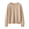 Estilo Novo Outono e Inverno Simples e Versátil 100% Caxemira Pura Tricô Camisa Base Gola Redonda Feminina Solta Efeito Emagrecedor Suéter Pulôver