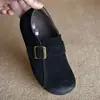 Mocasines de suela plana, estilo retro, de cuero suave, punta redonda, colección otoño 2026, gamuza, zapatos casuales tipo slip-on, estilo Birkenstock para mujer