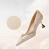 Sapatos de Salto Fino Bico Fino Estilo Francês para Mulheres, Novo Modelo 2026, Sapatos de Casamento Confortáveis Estilo Chinês, Adequados para Combinar com Vestidos Qipao, Sapatos de Salto Alto Elegantes