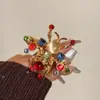 Anillo Abierto Animal Exagerado Vintage con Abeja de Metal, Diamantes de Colores e Incrustación Hecha a Mano de Piedra Ojo de Gato