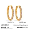 Brincos de Argola Elegantes de Aço Titânio com Strass, Brincos de Luxo Leve de Alta Qualidade, Joias Transfronteiriças de Aço Inoxidável, Atacado Não Desbota para Mulheres