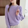 Suéter de Lana Pura para Mujer Cepillado Cuello Redondo Capa Base Ropa Interior Otoño Invierno Nuevo Holgado Estilo Perezoso Tejido Manga Larga Top de Moda