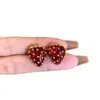 Aguja de Acero Aceite de Goteo de Diamante Pendientes de Cereza Chica Campesina Pendientes Lindos Dulce Fresco Estilo Chica Picante Pendientes Sentido del Diseño Nicho