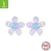 Pendientes de tuerca de flor pequeña púrpura exquisita nueva de plata Ziyun elegantes elegantes flor s925 plata esterlina pendientes de tuerca pendientes