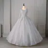 2026 Novo Transfronteiriço Inverno Europeu e Americano Vestido de Casamento Moda Renda Manga Longa Vestido de Noite Exame de Artes Cênicas Bainha Grande Saia Bufante