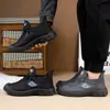 Zapatos de Algodón Gruesos con Felpa para Hombre de Invierno Zapatos de Senderismo Antideslizantes para Hombre Impermeables con Felpa Protección contra el Frío al Aire Libre Puntera Cálida Botas de Algodón