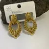 Europa e Estados Unidos venda quente brincos geométricos de aço inoxidável banhados a ouro 18k alto senso nicho brincos ins aço titânio brincos transfronteiriços