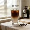 Copo de vidro para café estilo ins de alta qualidade, copo para Americano e latte, copo de vidro retrô com listras verticais, copo doméstico para água potável