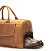 Bolsa de Viaje de Cuero Crazy Horse Retro para Hombre Compartimento Independiente para Zapatos Gran Capacidad Bolsa de Gimnasio Bolsa de Viaje Bolsa de Viaje de Cuero Genuino