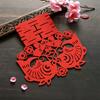 Decoração de Casamento Arranjo de Feltro Dupla Felicidade para o Quarto de Casamento, Decoração de Cama, Adesivos Festivos Estilo Chinês, Decorações de Janela, Adesivos Dupla Felicidade, Adesivos Estáticos