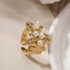 Aogu Anillo de Perlas Geométrico Irregular de Moda de Lujo Ligero Chapado en Oro de 18K de Venta Caliente Transfronteriza para Mujer Anillo Personalizado de Nicho